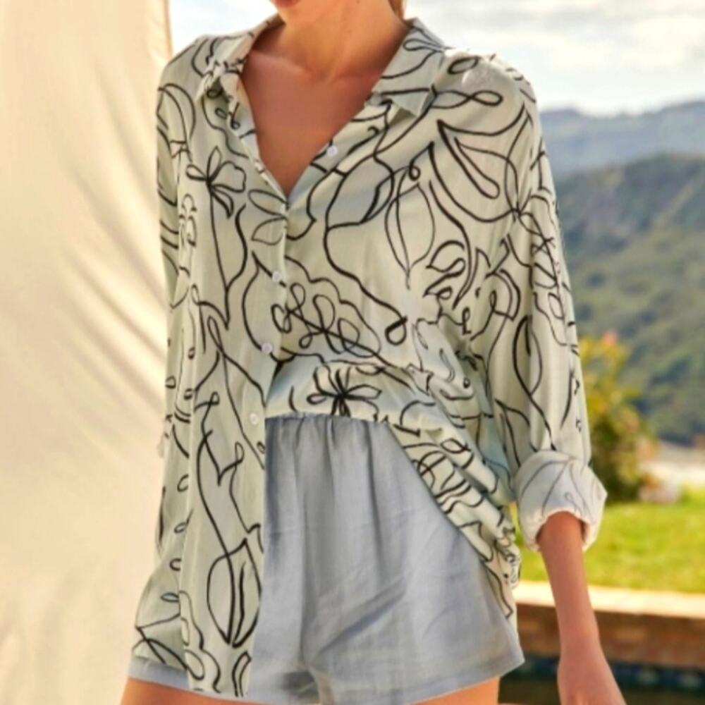 Sugarlips Shirt Women Medium White Grow With Your Dalton Long Sleeve Button Down